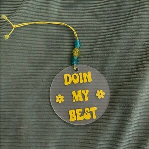 Yellow and Blue Beaded Hanging Car Charm